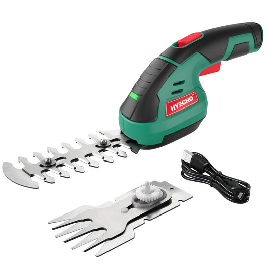 HYECHO Gartenschere Akku,7,2V 2000mAh 2 Klingen Und Typ C Kabel Akku Rasenschere,Geeignet Zum Jäten und Baumschnitt, Grün